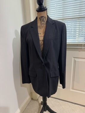 Ralph Lauren dark gray Single-Button lined wool blend Blazer size L